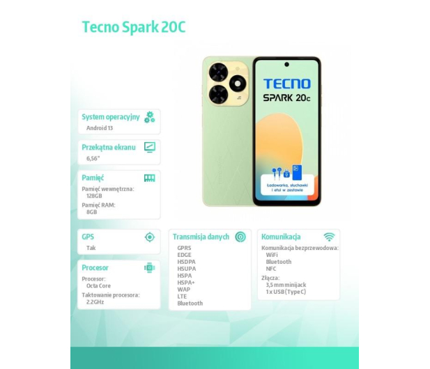 TECNO Spark 20C 8/128GB Magic Skin Green 90Hz - 1213033 - zdjęcie 14